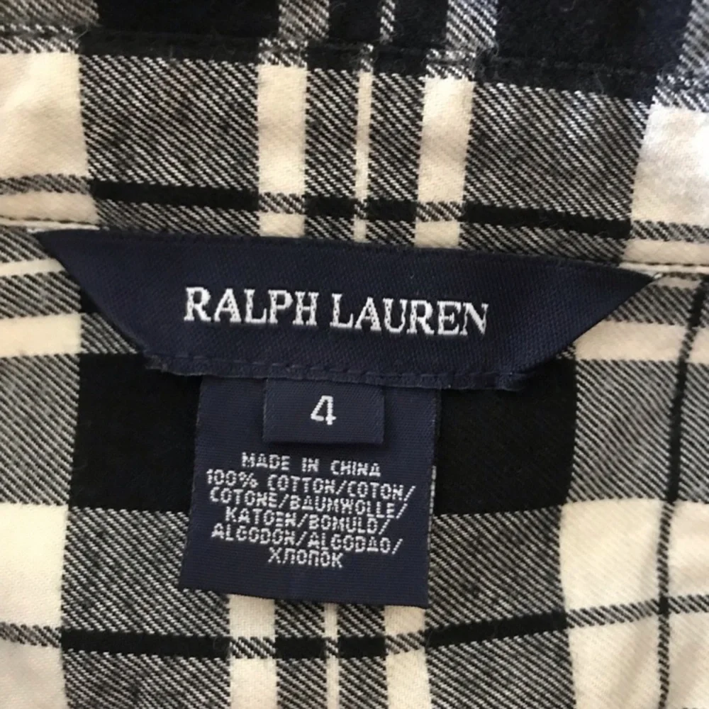 🌸3/$30🌸 Ralph Lauren Girls’ Flannel Plaid Black + White Long Cuffed Sleeve Shirt